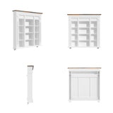 47.2" White Wall Mount Display Cabinet with Rustic Wood Top and 12 Open Compartments