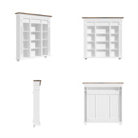 47.2" White Wall Mount Display Cabinet with Rustic Wood Top and 12 Open Compartments