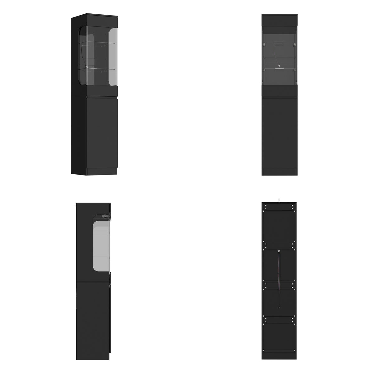 15.7" Modern Black Display Cabinet with 3-Color Adjustable Lights