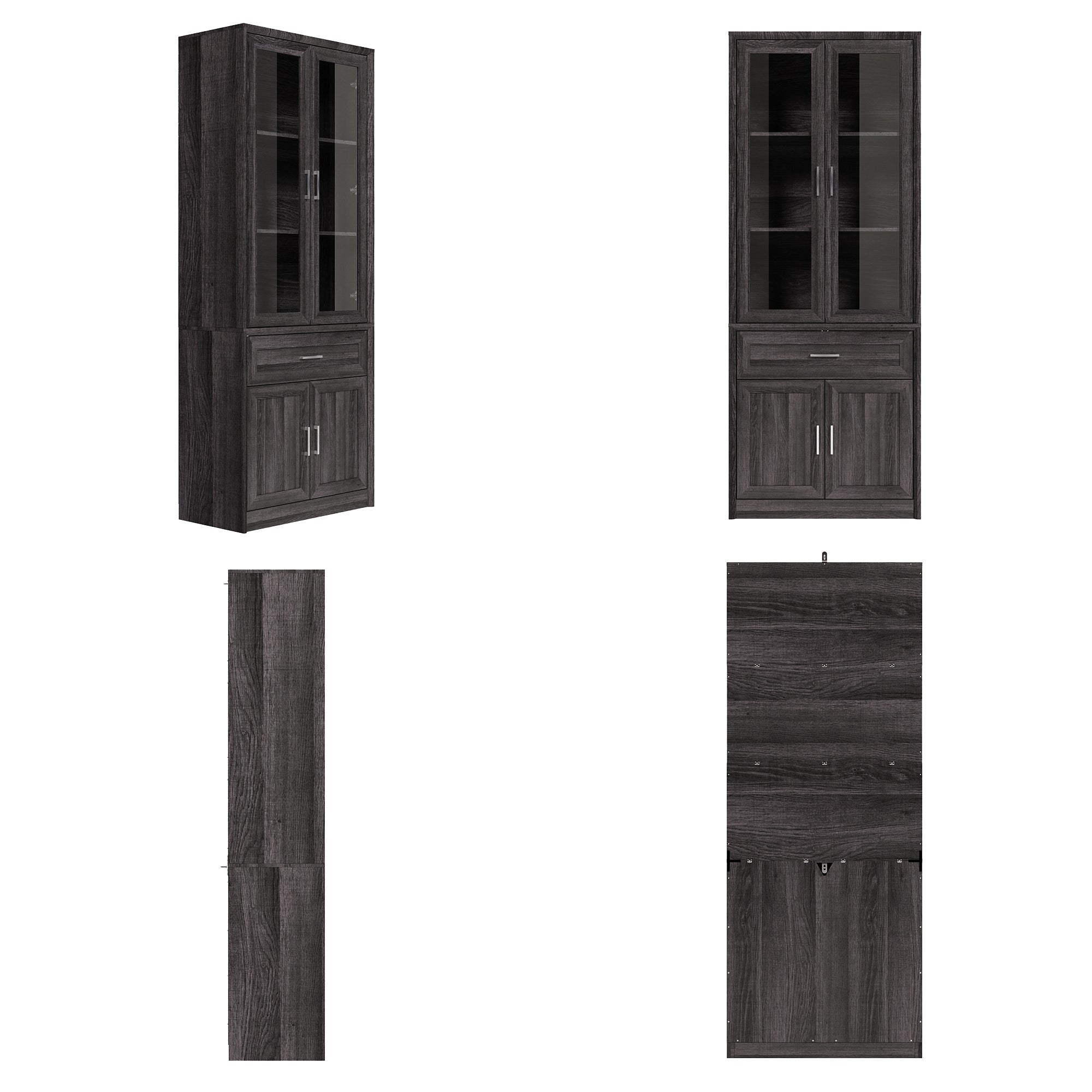 80'' H X 31.5'' W Bookcase With Glass Doors & Drawer