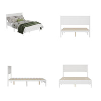 Queen Size Modern Simplicity White Solid Wood Platform Bed With Solid Rubberwood and Pine Wood