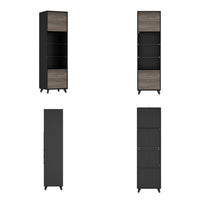 18.5" Modern Brown Tall Bookcase with 3-Color LED Lights and Glass Shelves