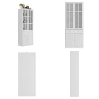 31.5" Modern White Bookcase With Glass and Louvered Doors