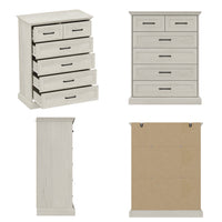 31.5" Rustic Brown 6-Drawer Vertical Dresser Chest with Metal Handles