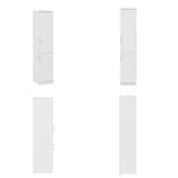 Rena 15.7" Modern White Compact Wardrobe with Dual Doors, Golden Handles and Multiple Storage Sections