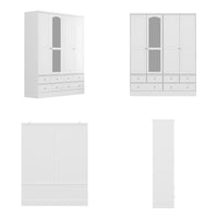 63" Elegant White Armoire Wardrobe with Mirror, 4 Doors, and 6 Drawers