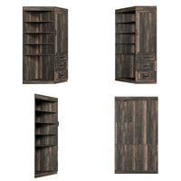 39.3" Trapezoid Brown Bookcase Storage Cabinet with 5-Tier Shelves