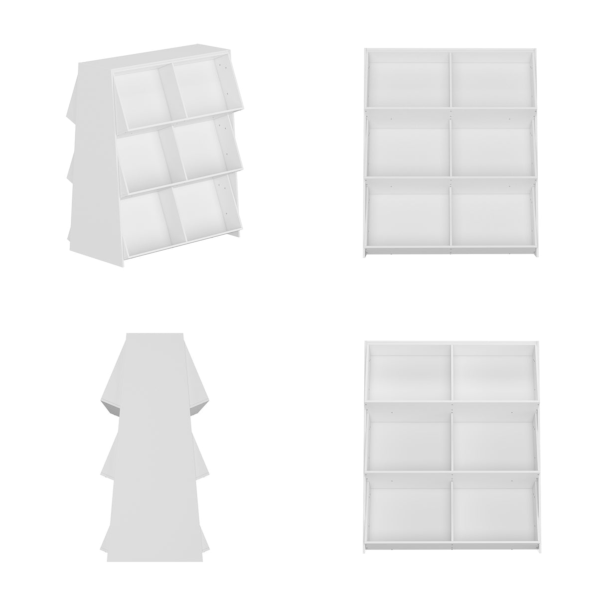 39.4" Modern White Display Bookcase with Open Shelves