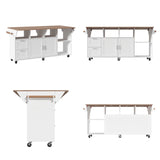 63"W Kitchen Island With Leaf And Wheel