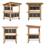 84.6" Cedar Wood Patio Bar Pergola with Double Bar, TV Mount and Footrest