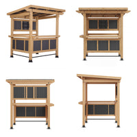 84.6" Cedar Wood Patio Bar Pergola with Double Bar, TV Mount and Footrest