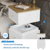 23.6" 360° Rotating White Makeup Vanity with Flip-Top LED Mirror & Adjustable Height