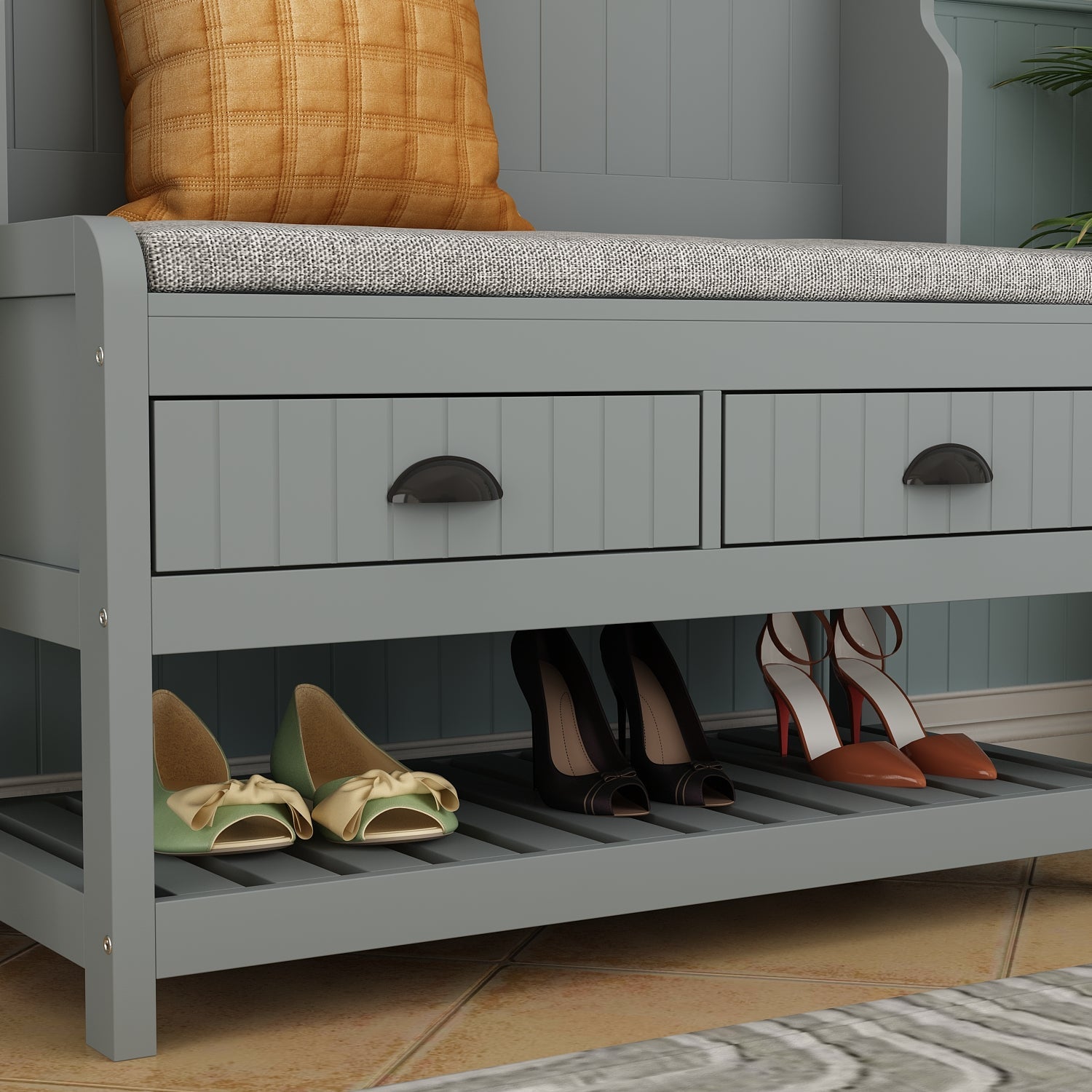 Modern 4-in-1 Hall Tree with Storage Bench, Coat Rack, Shelves & Drawers for Entryway or Living Room