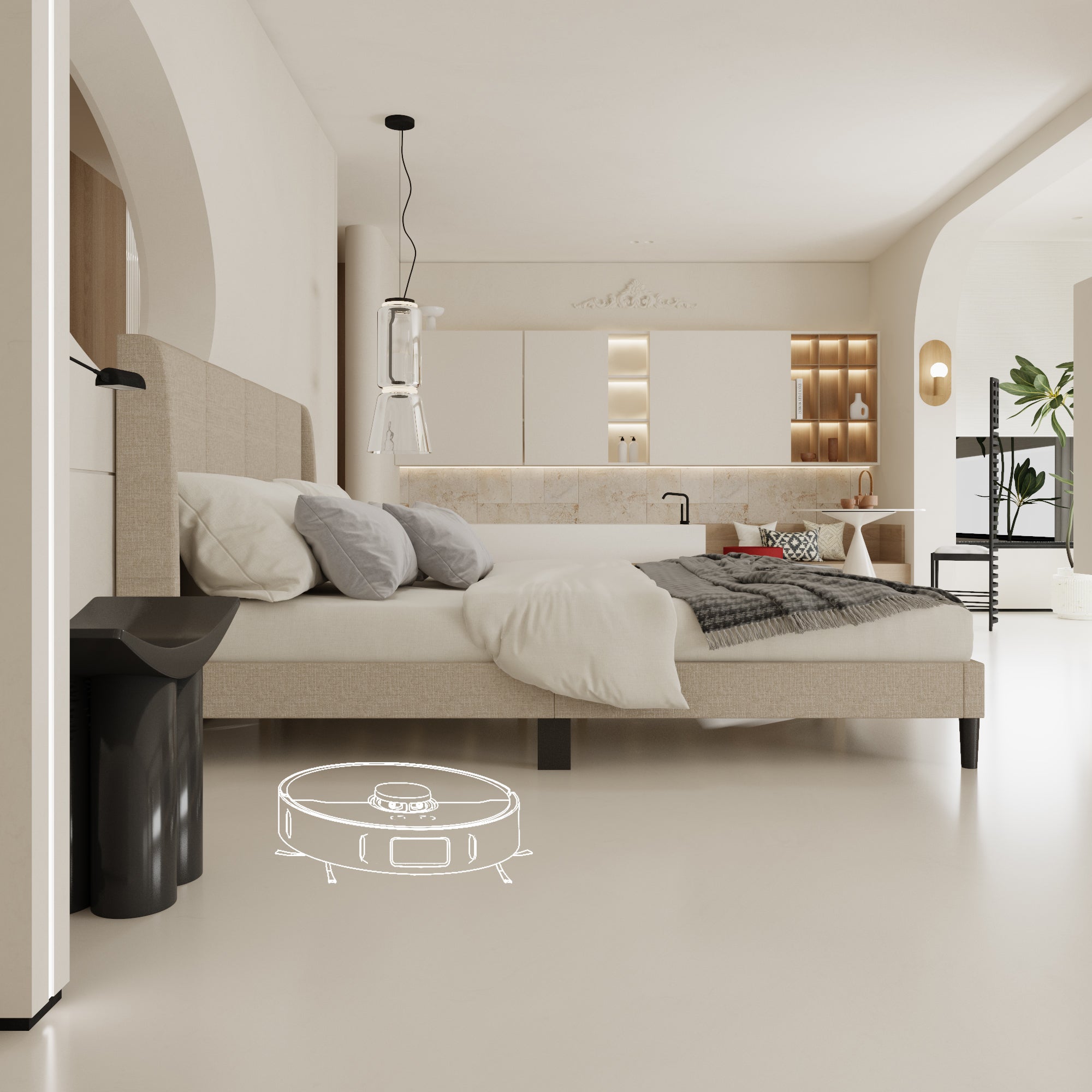 Low Profile Platform Bed With Modern Design