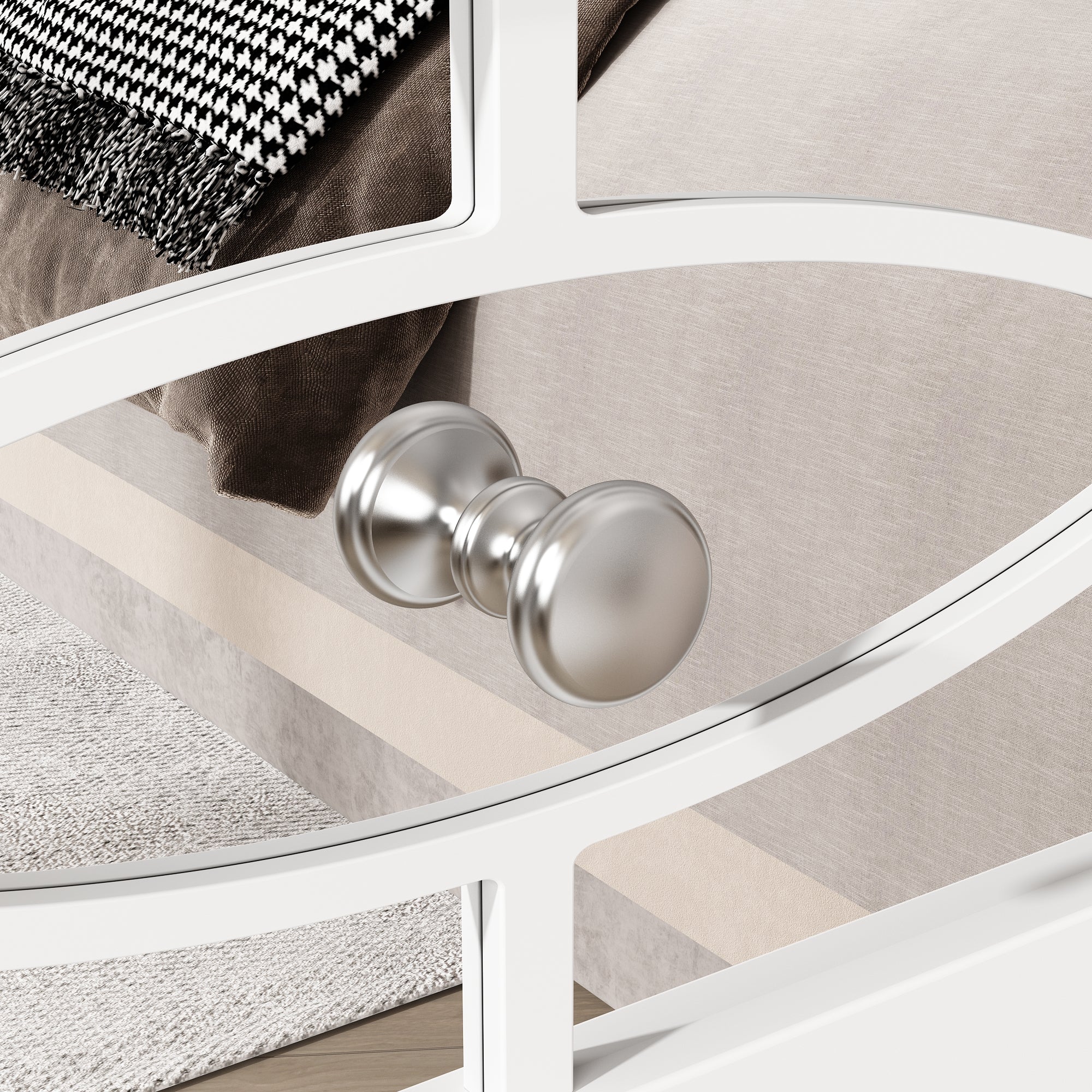 26'' Mirrored 3-Drawer Dresser with Geometric Pattern