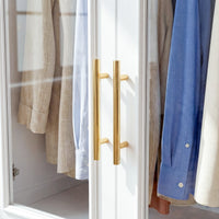 Rena 31.7" Modern White Glass Door Armoire with Hanging Rod and 3 Drawers