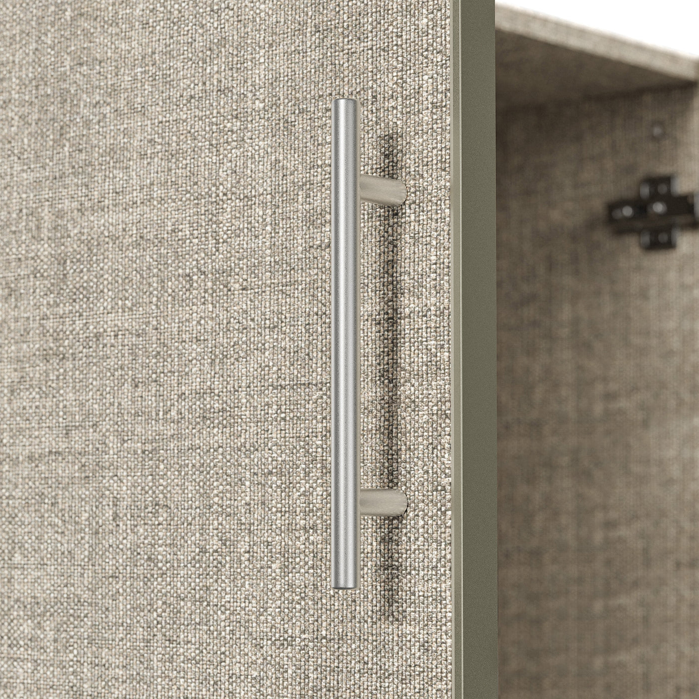 Beige armoire with pants rack and hanging rod