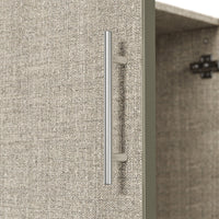 Beige armoire with pants rack and hanging rod