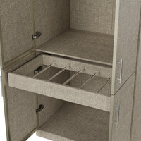Beige armoire with pants rack and hanging rod