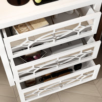 26" Mirrored 3-Drawer Dresser with Geometric Pattern