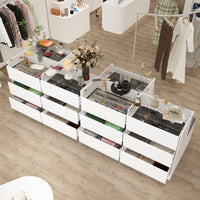 47.2" Modern White 4-Shelf Chest With Top And Comfortable Bench