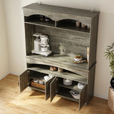 53.7" Retro Brown Dining Hutch with Adjustable Shelves