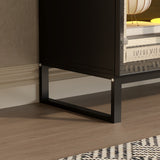 47.2 inch Black Sideboard Buffet Cabinet with LED Lights and Glass Doors