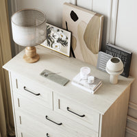 31.5" Rustic Brown 6-Drawer Vertical Dresser Chest with Metal Handles