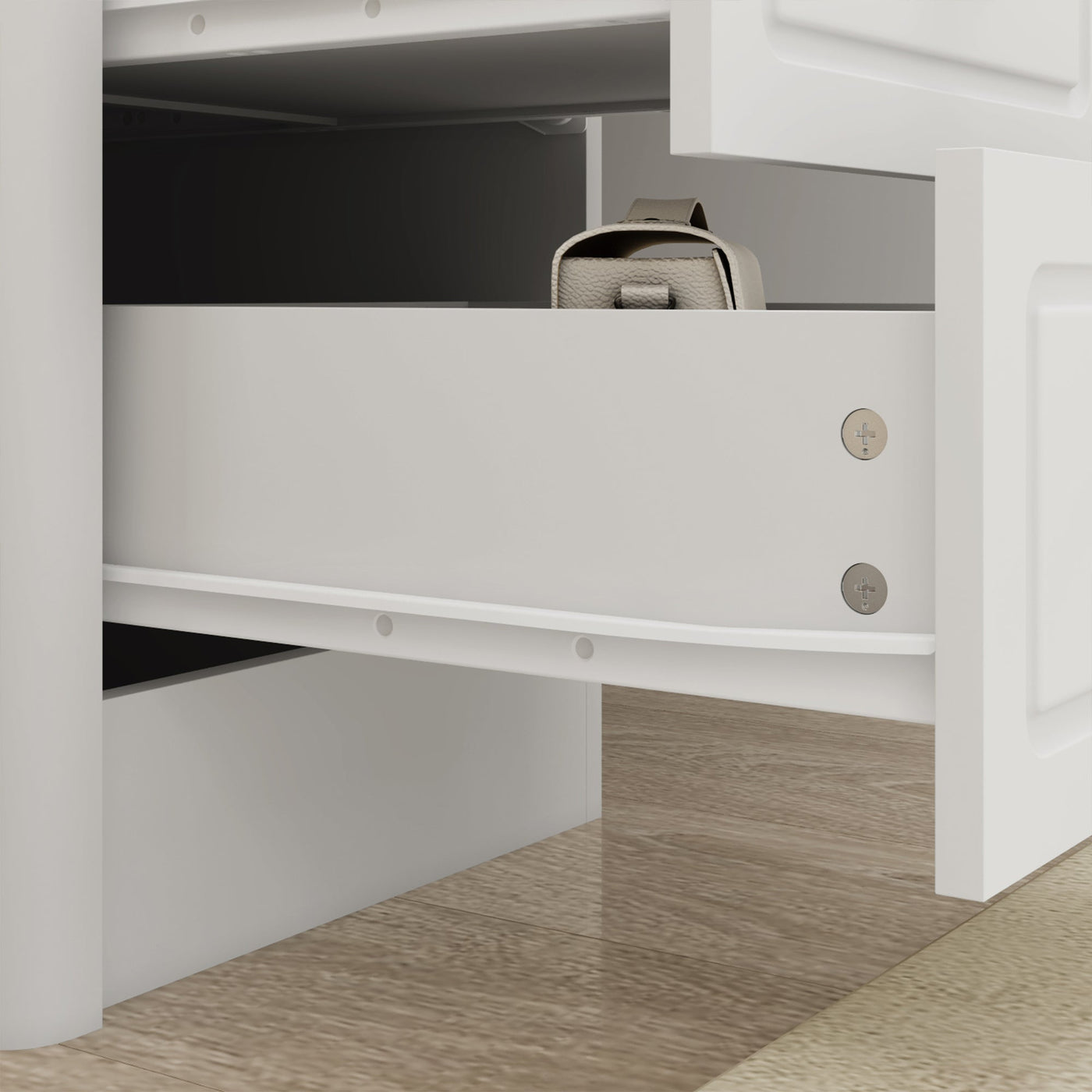 43.3" Modern Minimalist White Makeup Dressing Table with Drawers And Lamp