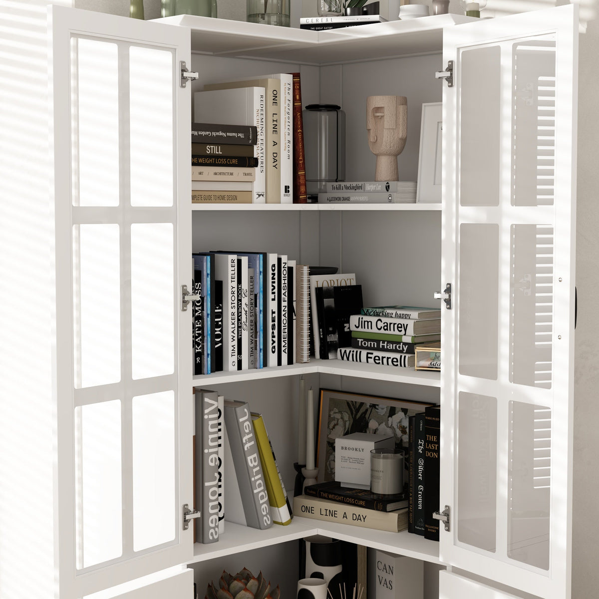 31.5 inches Modern White Wide Corner Home Office Cabinet