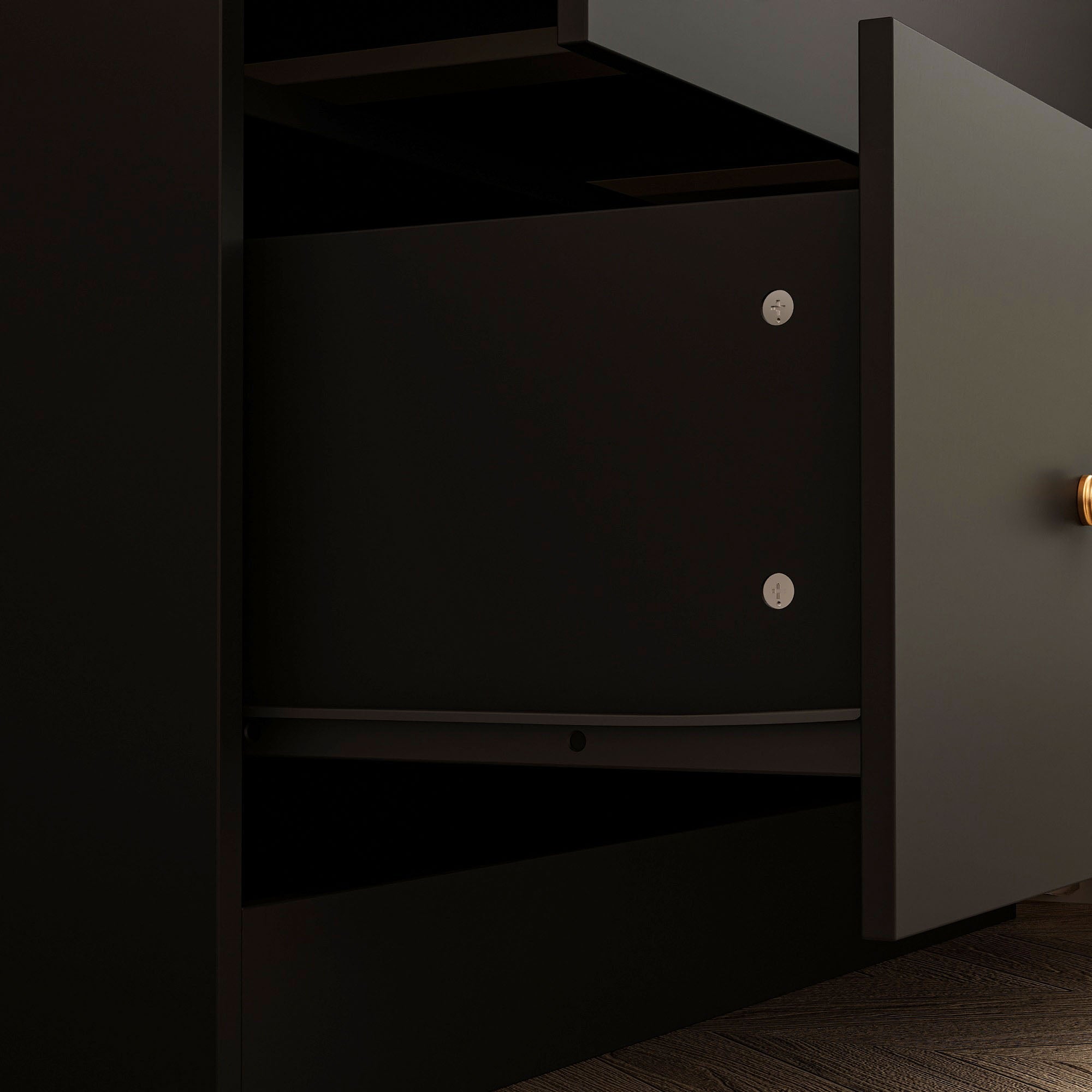 Closet Storage Wardrobe 2-Door 2-Drawer 1-Mirror for Bedroom