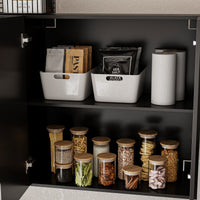 63" Modern Matte Black Kitchen Cabinet Set with 5 Drawers and 6 Doors
