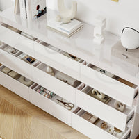White 9-drawer dresser with minimalist design