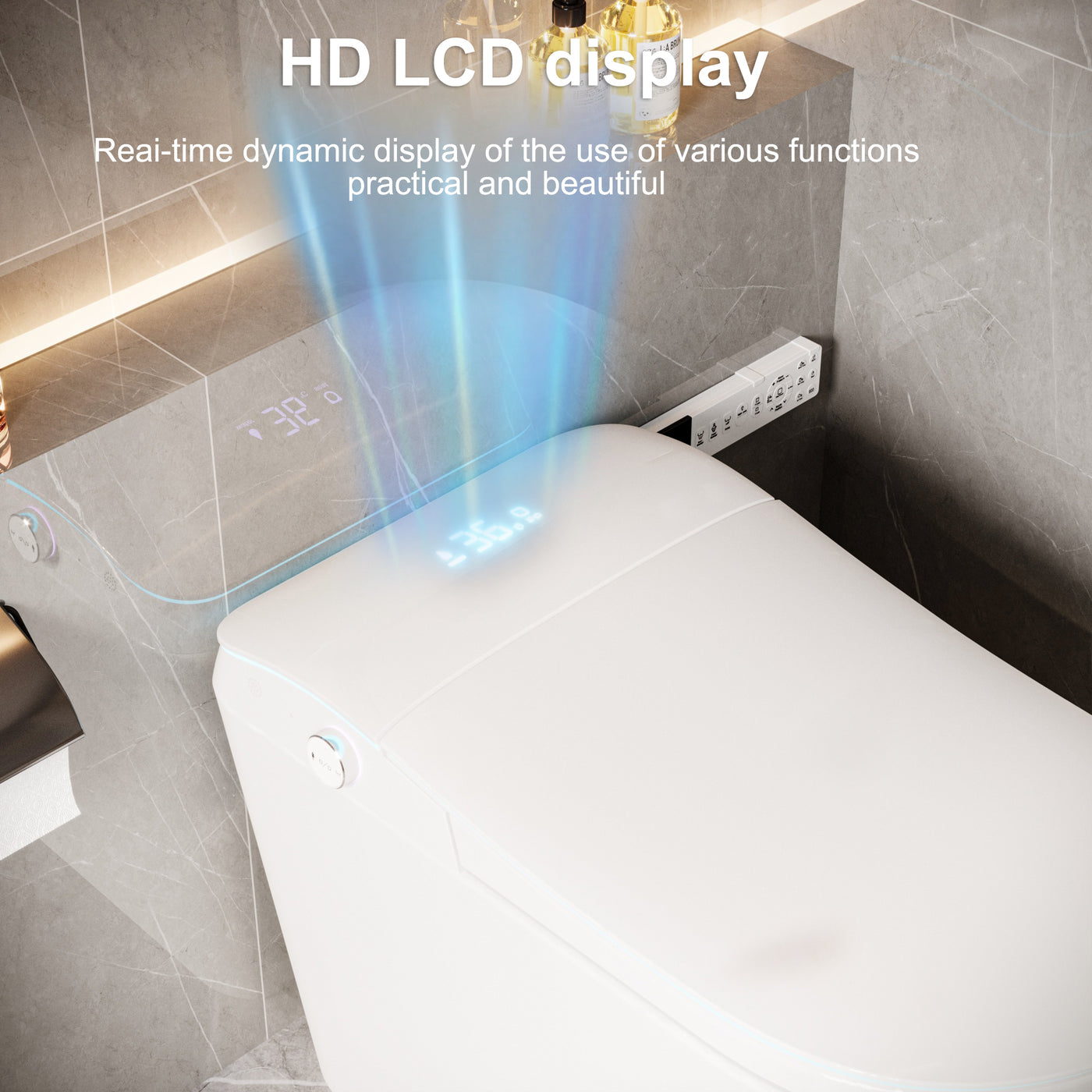 28.2" Modern White Smart Bidet Toilet with UV Sterilization, Heated Seat, Pre-Wash and Warm Air Dryer