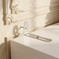 63" Modern White Versatile Vanity Desk with Massive Storage and Arched Glass Doors
