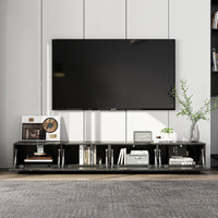 78.7" Modern Black Media Console TV Stand with Drop-Down Doors