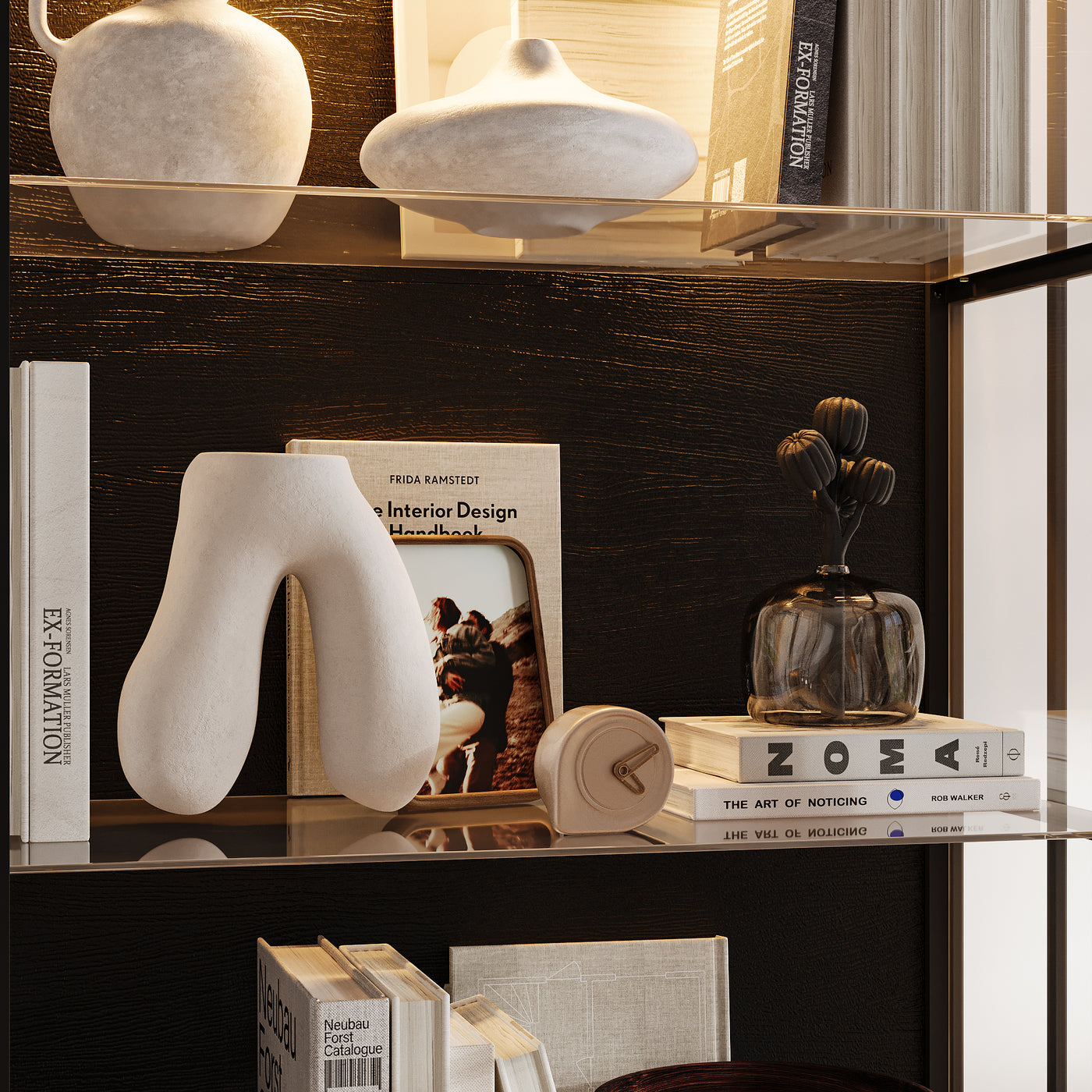 70.9" Black Glass Display Cabinet with LED Lighting