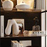 70.9 inch Black Glass Display Cabinet with LED Lighting