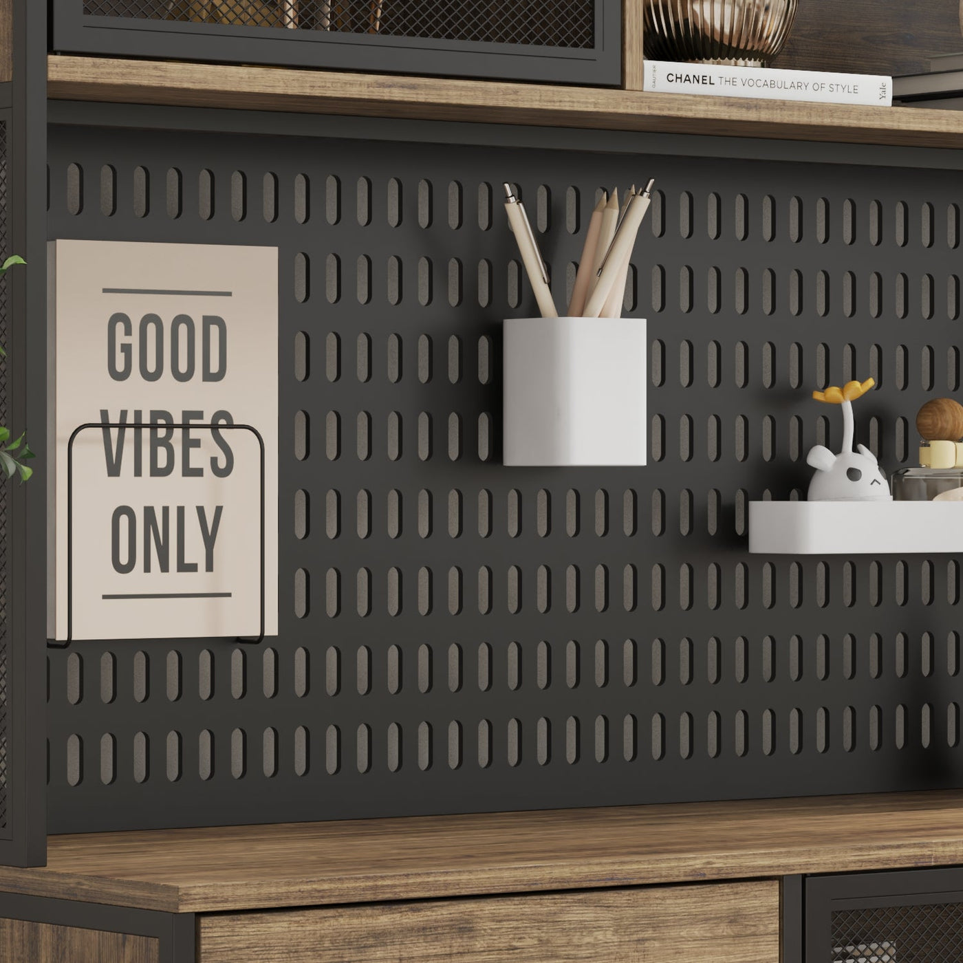70.9" Industrial Brown Pantry Cabinets With Adjustable Shelves, Drawers
