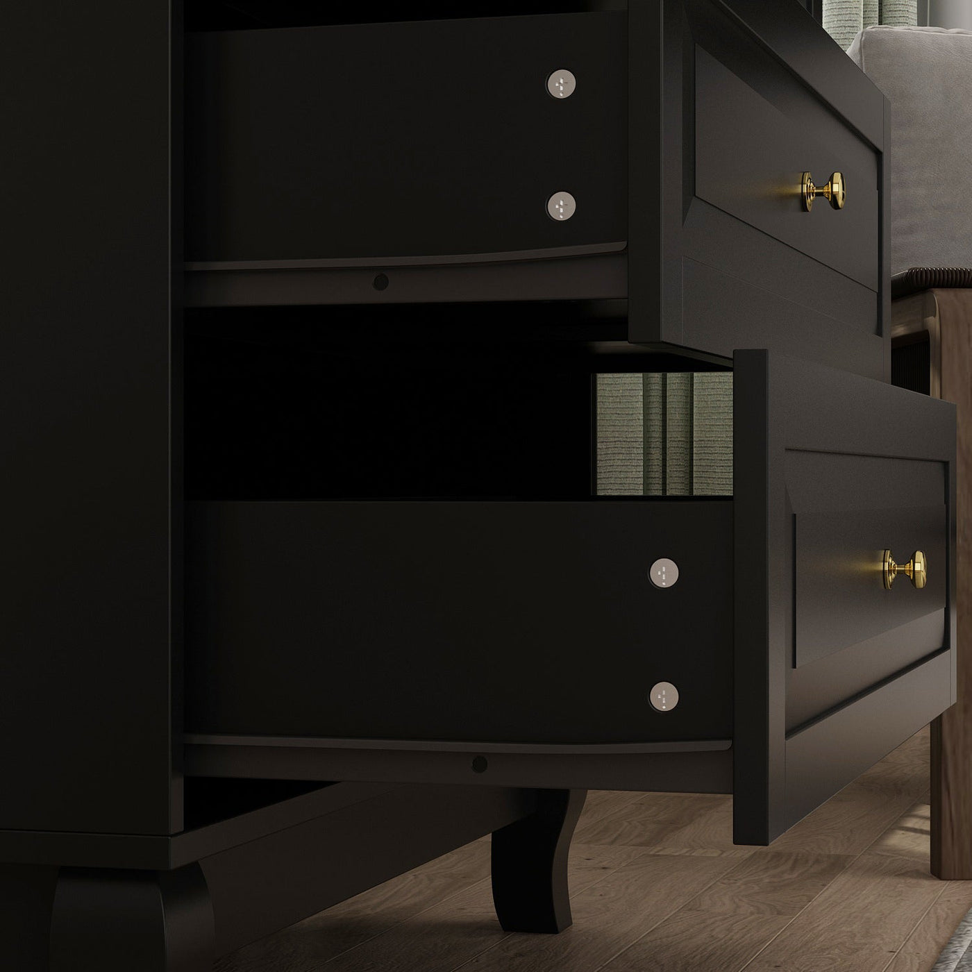 31.5" Modern Minimalist Black Modern Wood Cabinet Display Table Vertical 5-Drawer Dresser