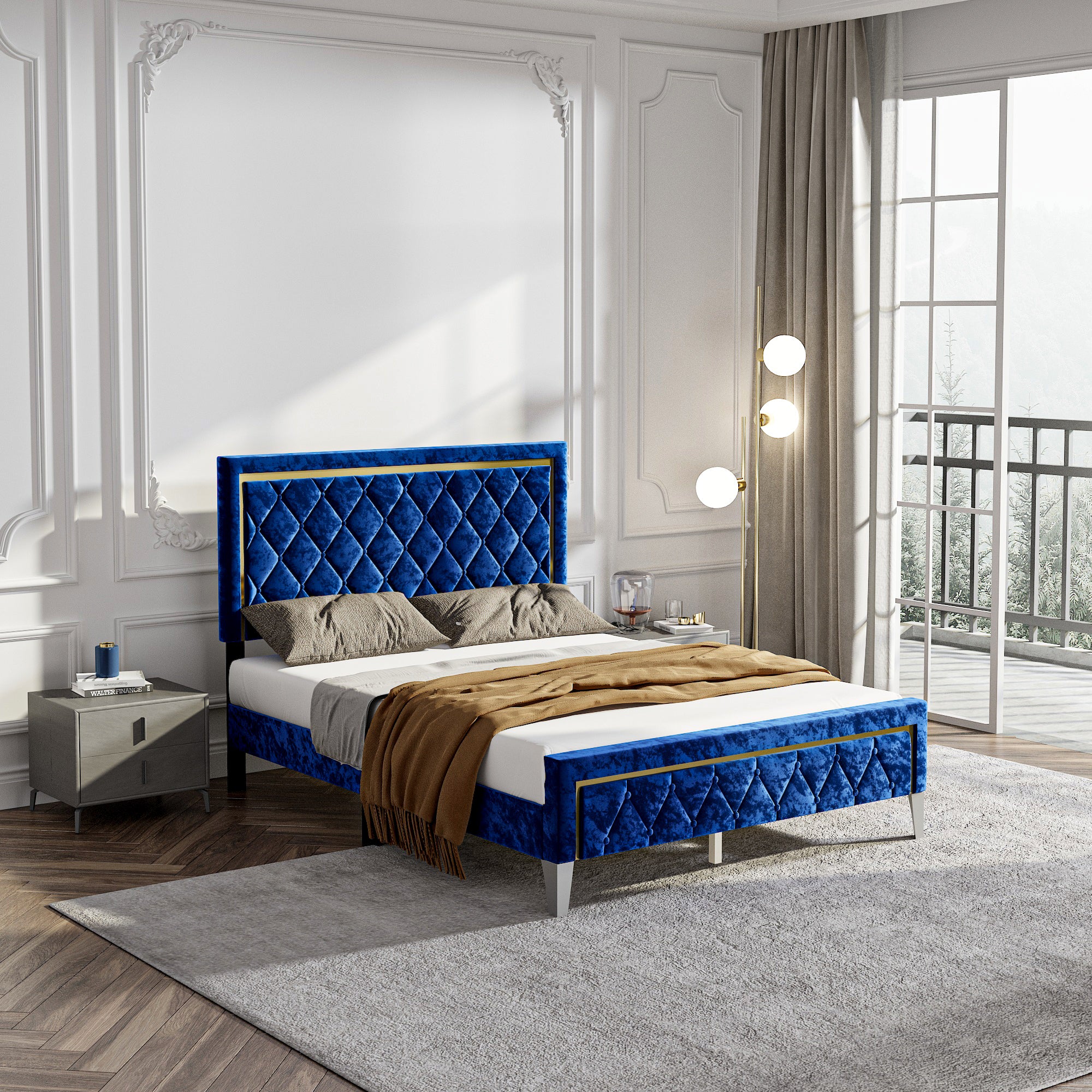 Low Profile Platform Bed With Comfortable Headboard