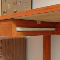 47.2" Modern Scandinavian Brown Rubberwood Writing Desk with Double Drawers