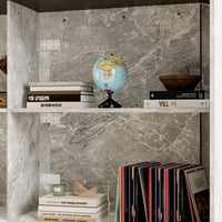 Modern reception desk with marble finish in an office setting