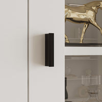 47.2" Elegant White Bookcase with Glass Doors and Open Shelves
