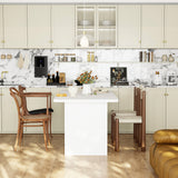 74.8 inches Modern Minimalist White Dining Table With Arched, Openwork Legs