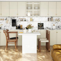 74.8" Modern Minimalist White Dining Table With Arched, Openwork Legs