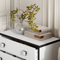 23.6" Modern Black 3-Drawer Nightstand with Gold Handles
