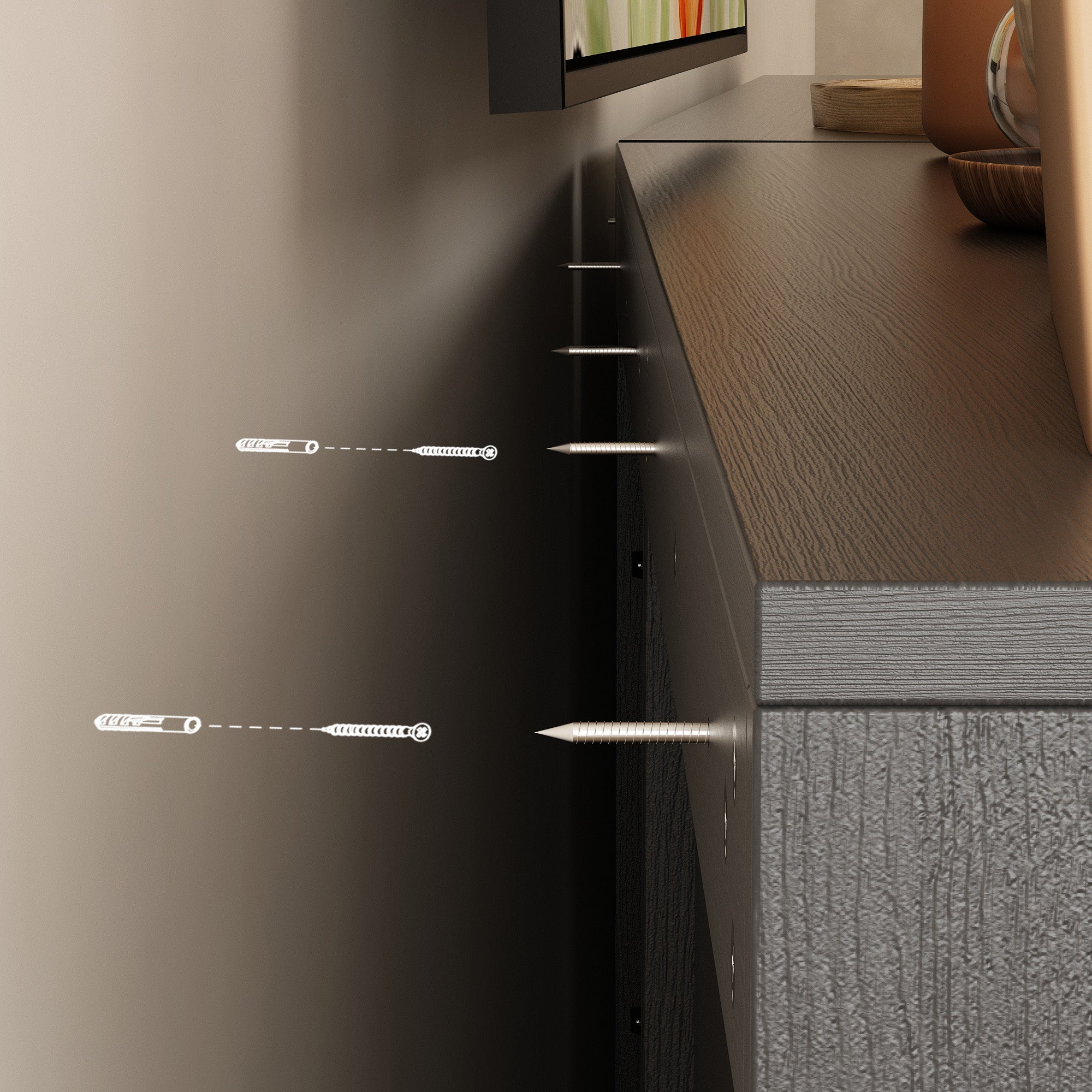 47.2"W Sideboard With 4 Glass Door Large Capacity Cabinet Home Storage