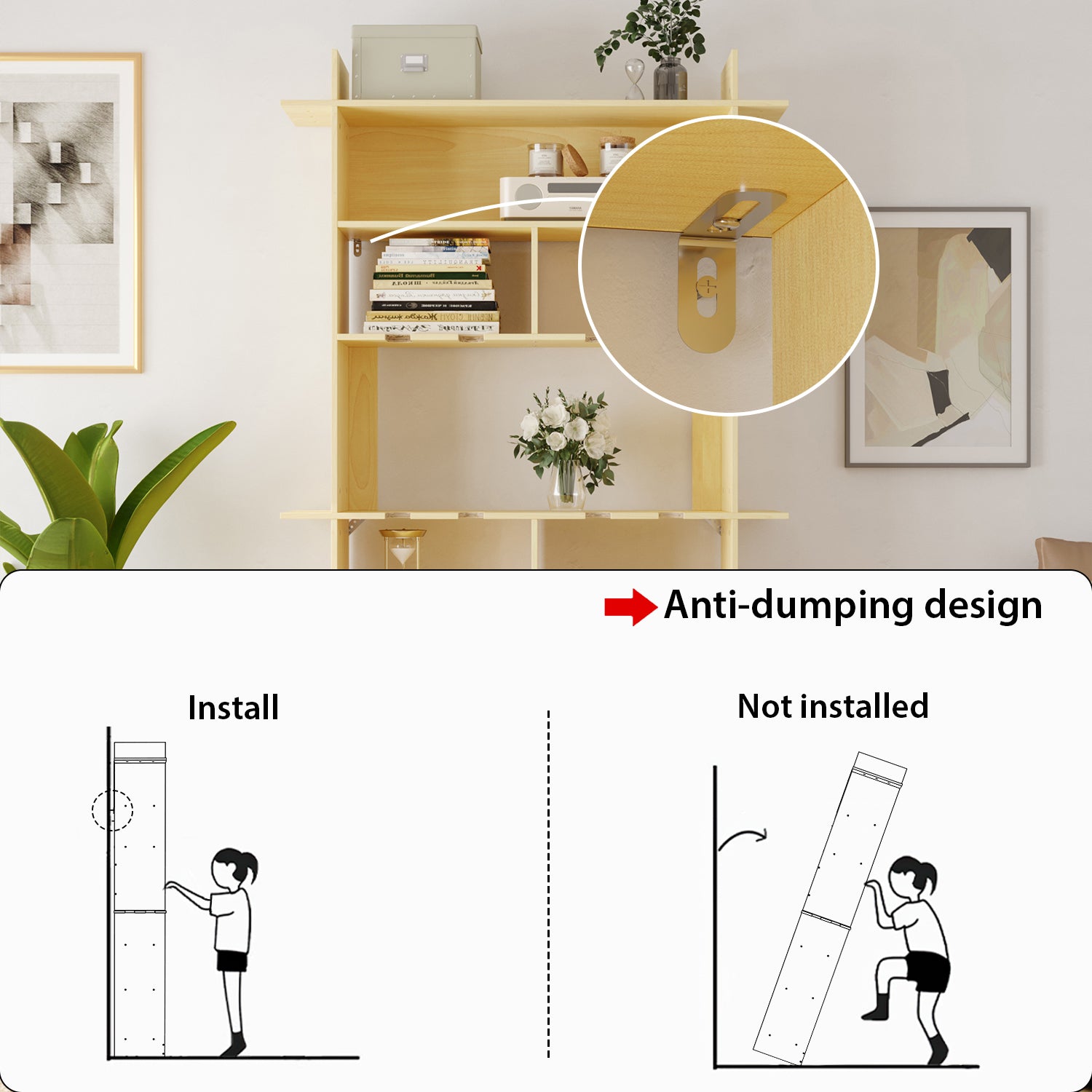 67.7'' H 6-Tier Wood Bookcase