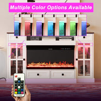 55" Modern White Electronic Fireplace With White TV Stand and Adjustable Light